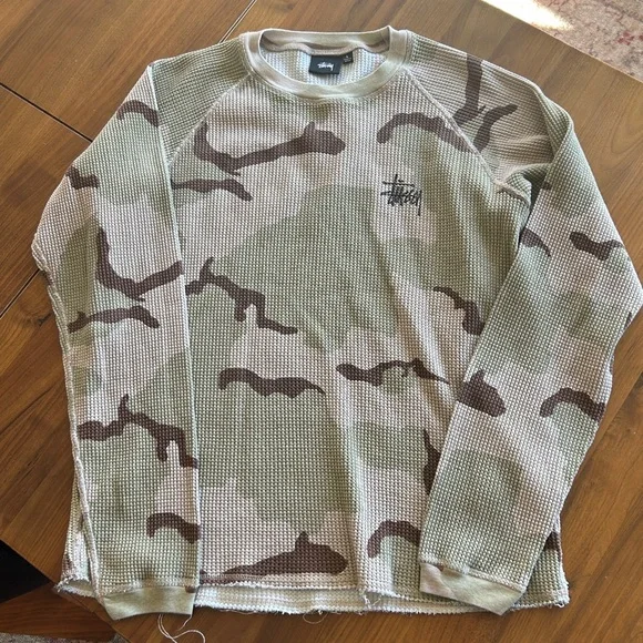 Stussy waffle knit camo long-sleeve shirt - Picture 8 of 12